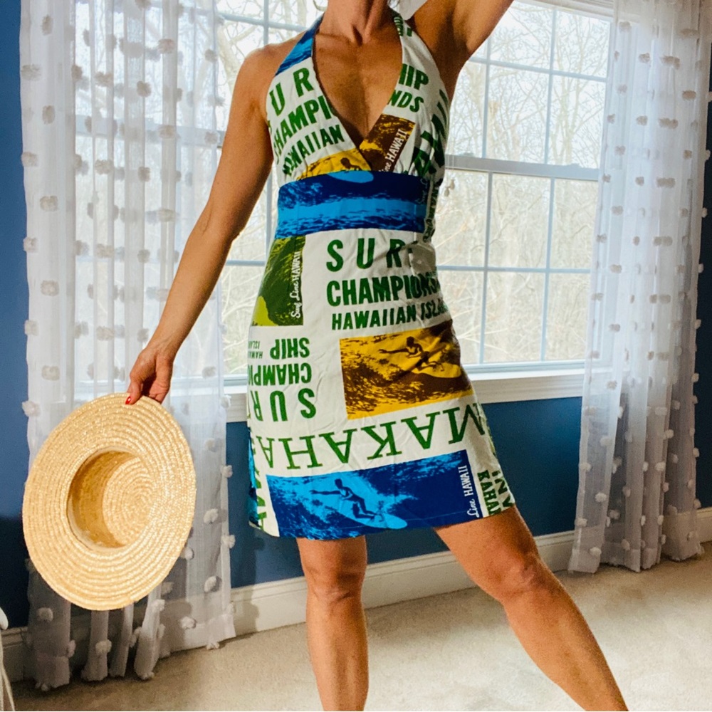 “Surf” printed halter dress